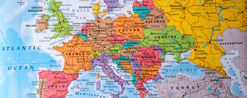 خريطة سياسية مفصلة عالية لأوروبا